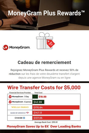 Promos de Services à Bordeaux | MoneyGram Plus Rewards sur MoneyGram | 23/08/2023 - 20/11/2023