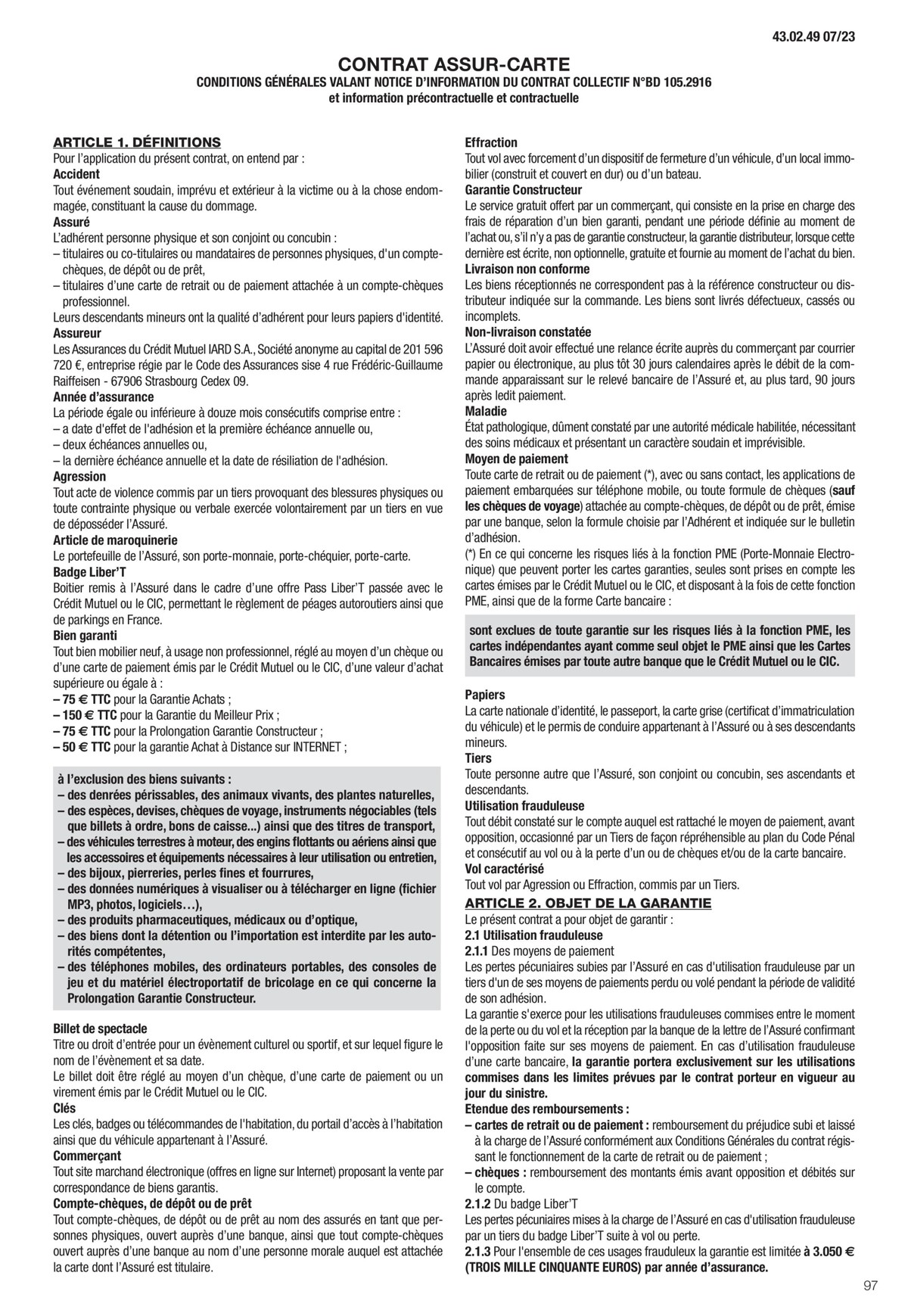 Catalogue Conditions générales Particuliers, page 00099