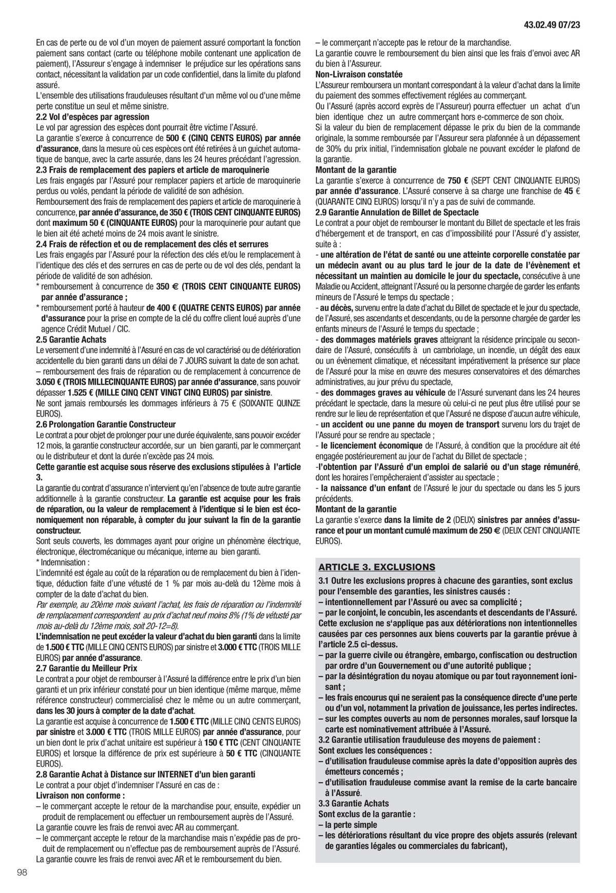 Catalogue Conditions générales Particuliers, page 00100