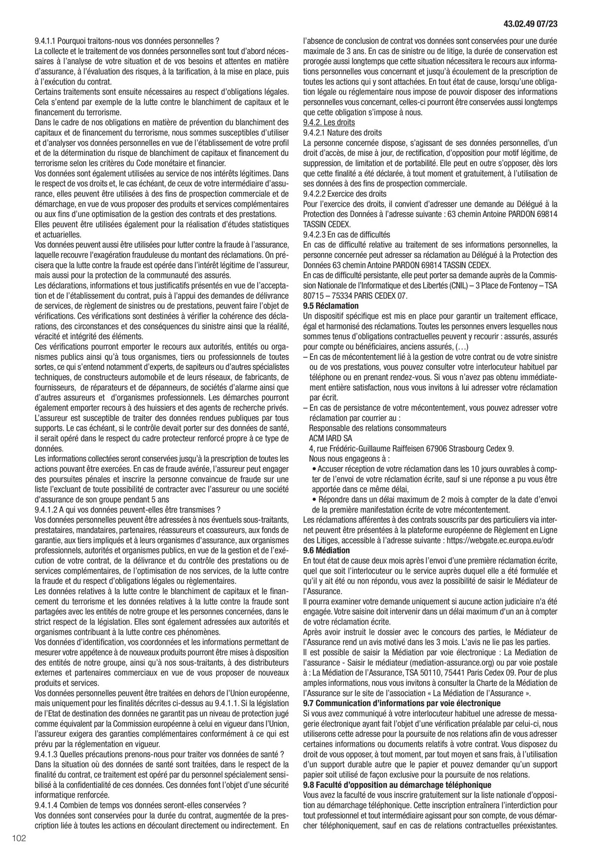 Catalogue Conditions générales Particuliers, page 00104