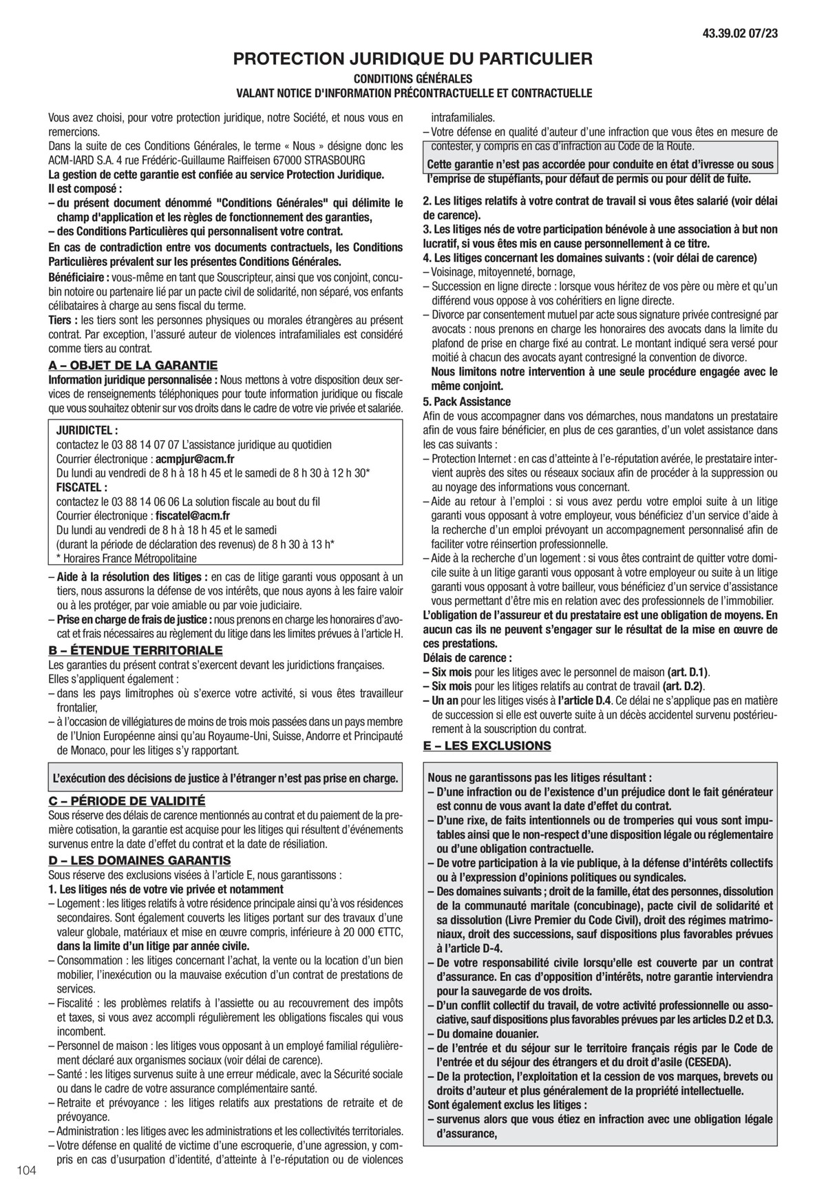 Catalogue Conditions générales Particuliers, page 00106
