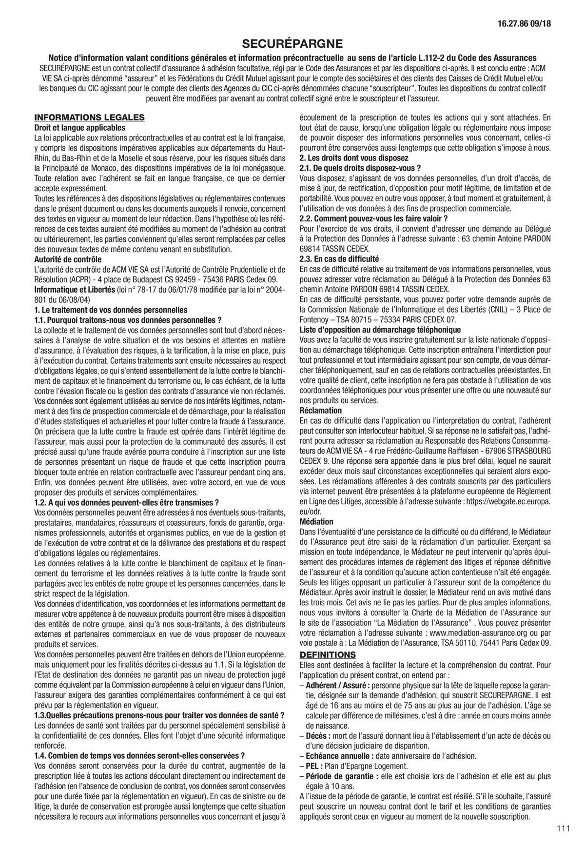 Catalogue Conditions générales Particuliers, page 00113