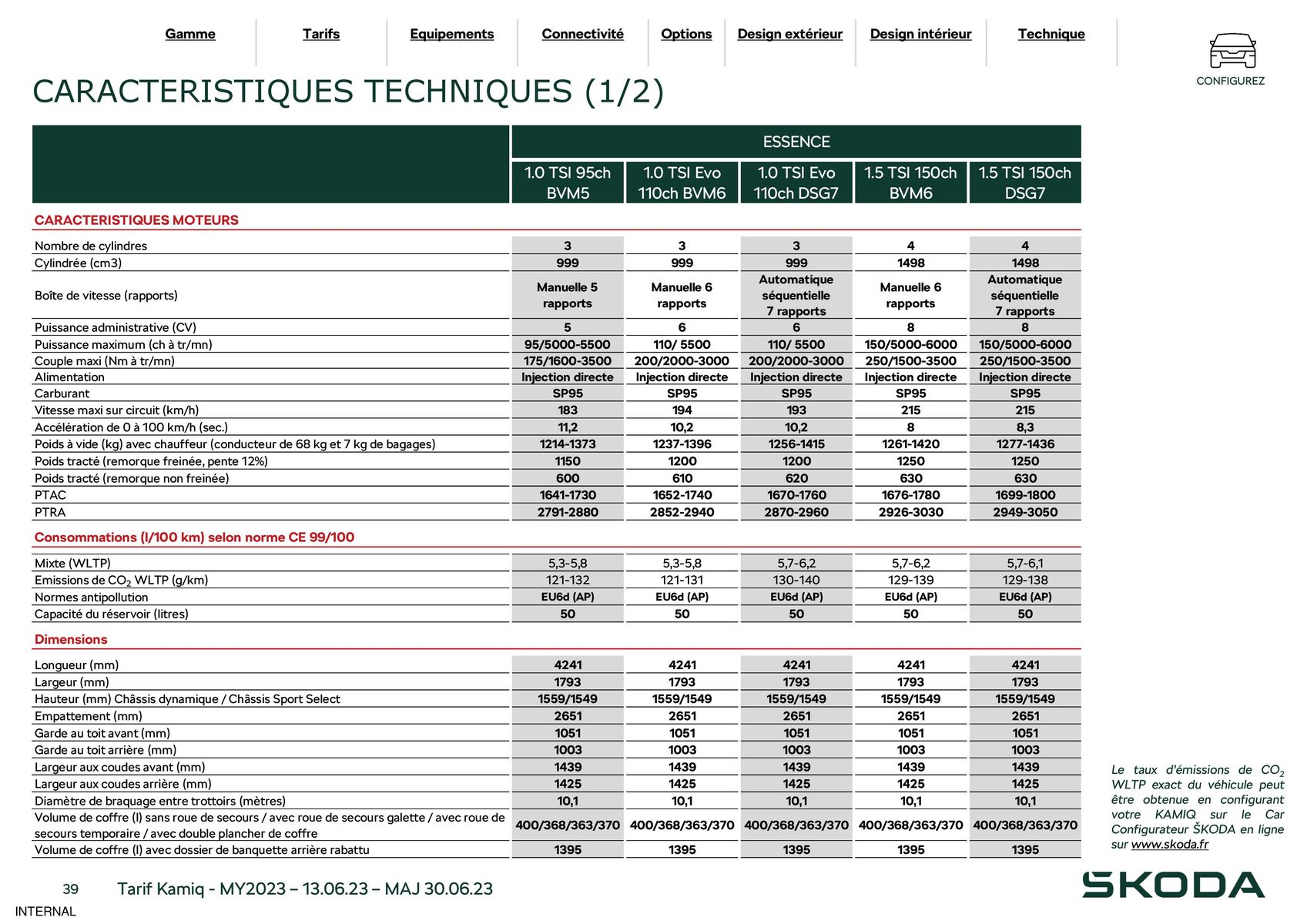 Catalogue Kamiq Ambition 1.5 TSI 150ch BVM, page 00039