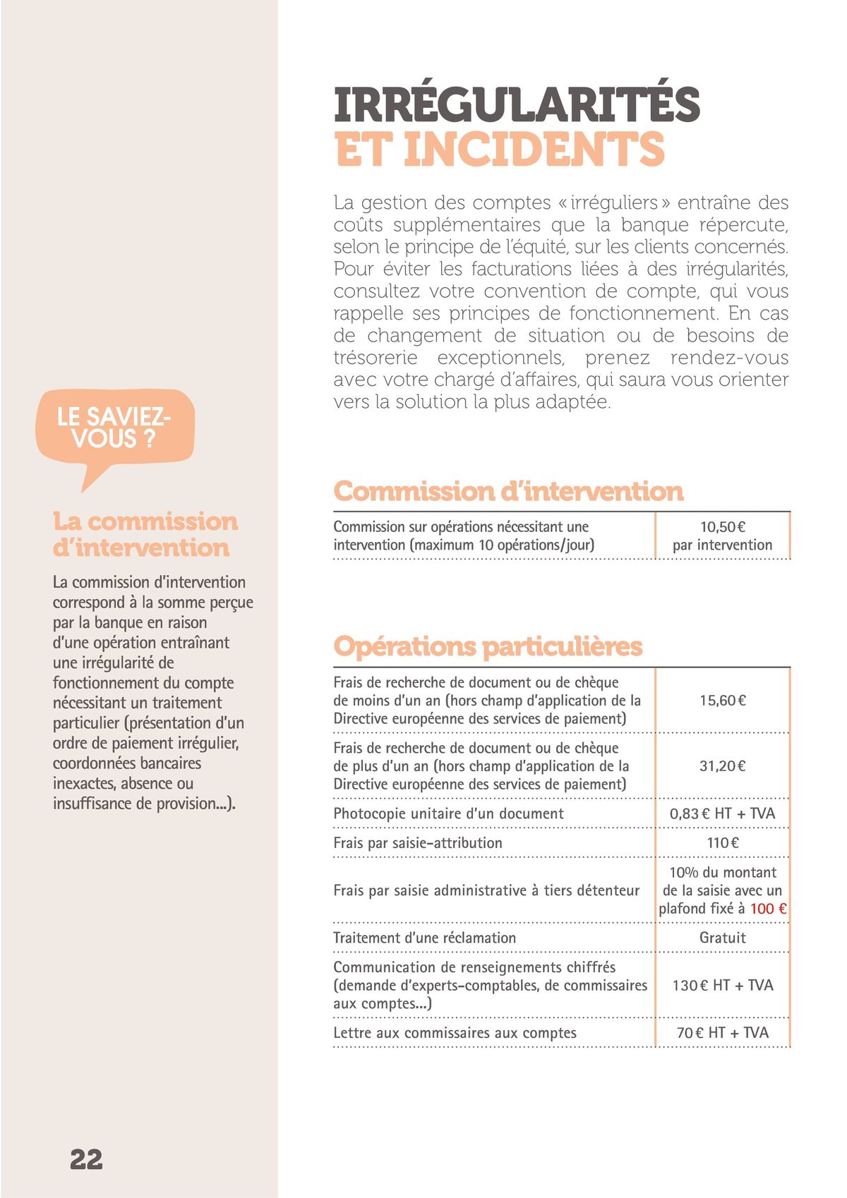 Catalogue Credit Cooperatif Guide tarifs bancaires 2023, page 00022