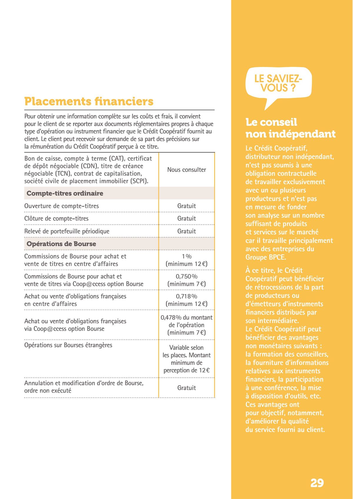 Catalogue Credit Cooperatif Guide tarifs bancaires 2023, page 00029