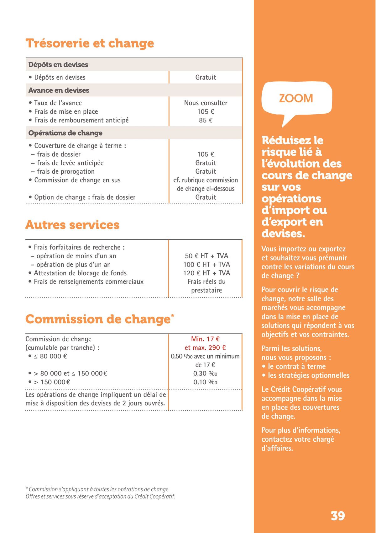 Catalogue Credit Cooperatif Guide tarifs bancaires 2023, page 00039