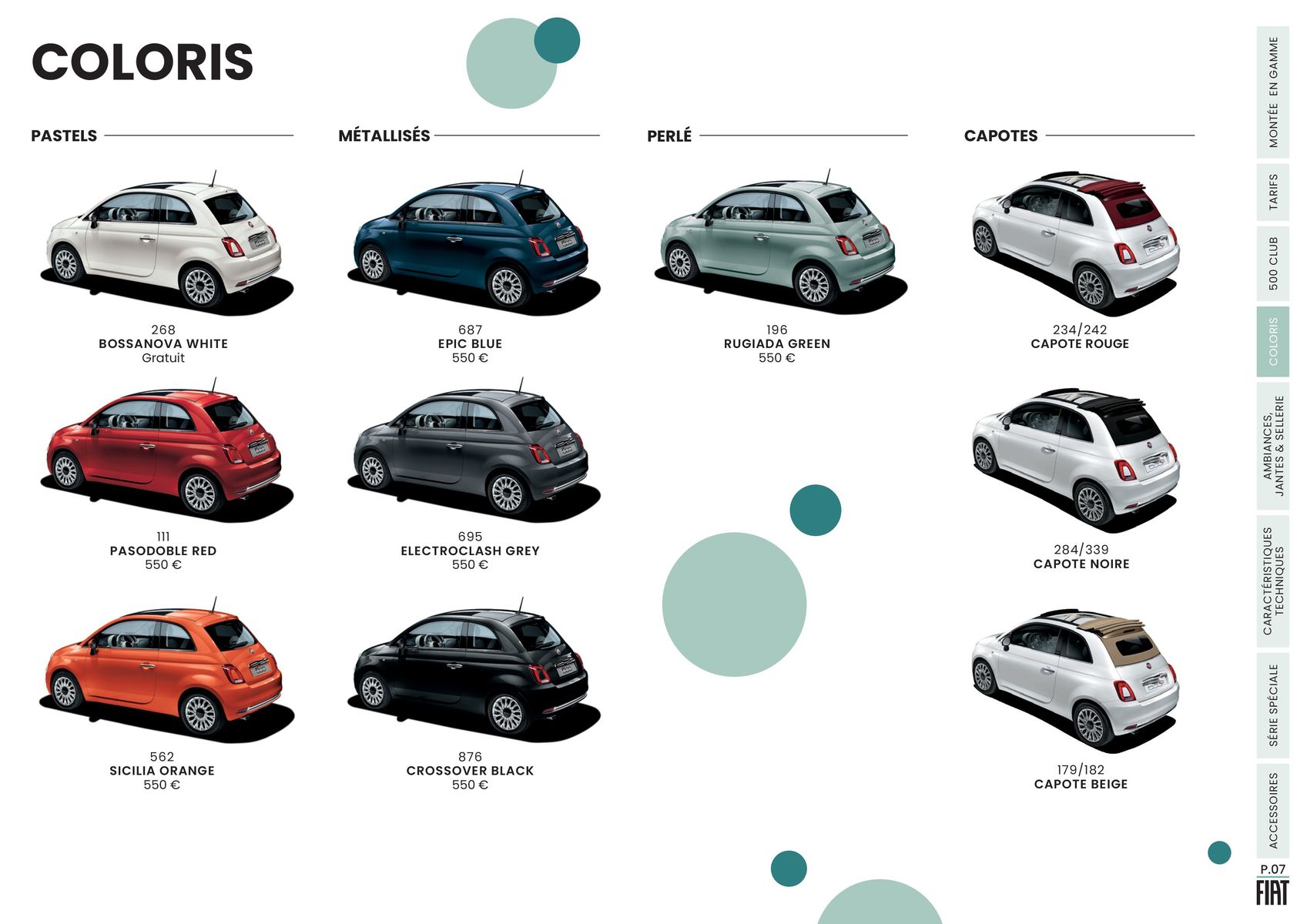 Catalogue FIAT 500 LA CITADINE HYBRIDE 500% ICONIQUE, page 00007