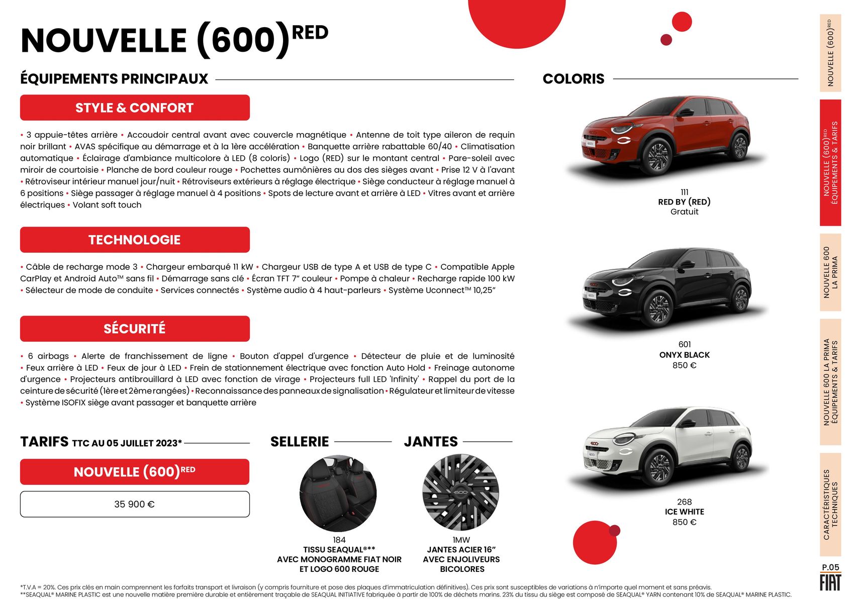 Catalogue NOUVELLE FIAT 600 POUR TOUTE LA FAMILLE, page 00005
