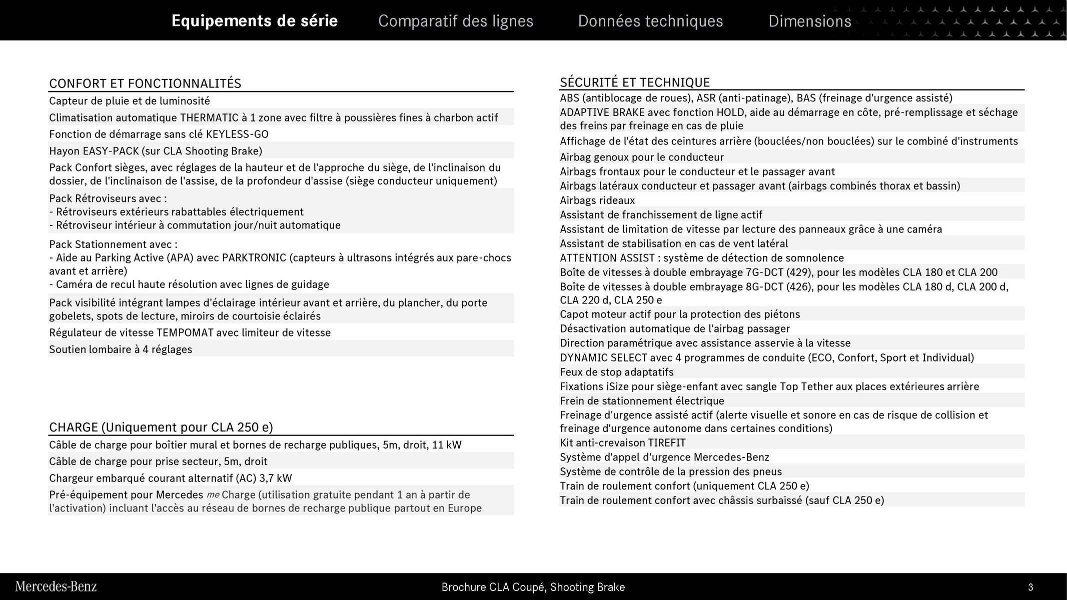Catalogue Nouveau CLA Coupé et Shooting Brake, page 00003