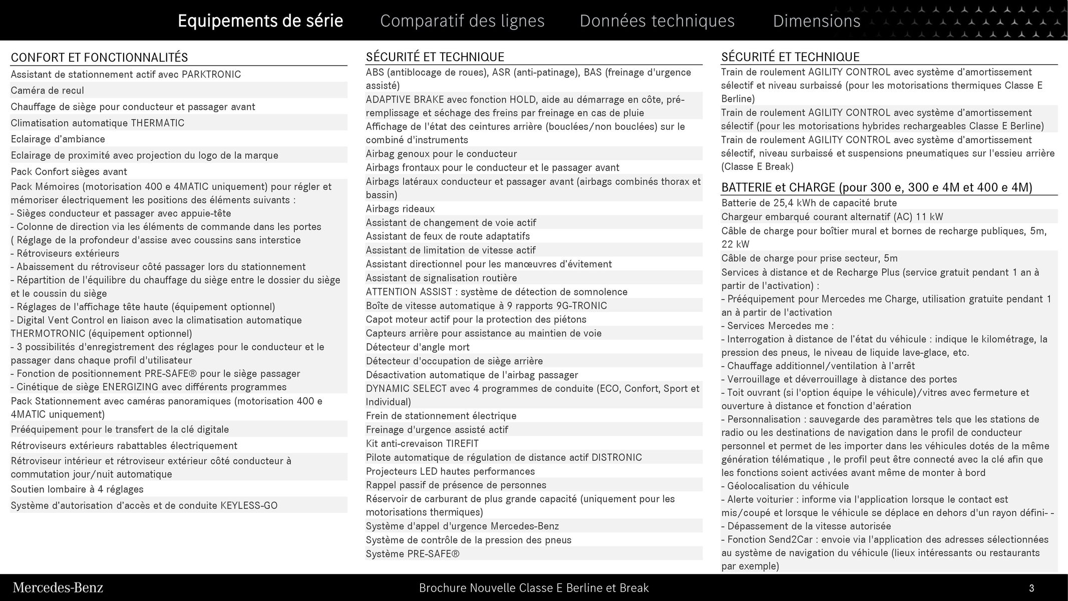 Catalogue Nouvelle Classe E Berlineet Break, page 00003