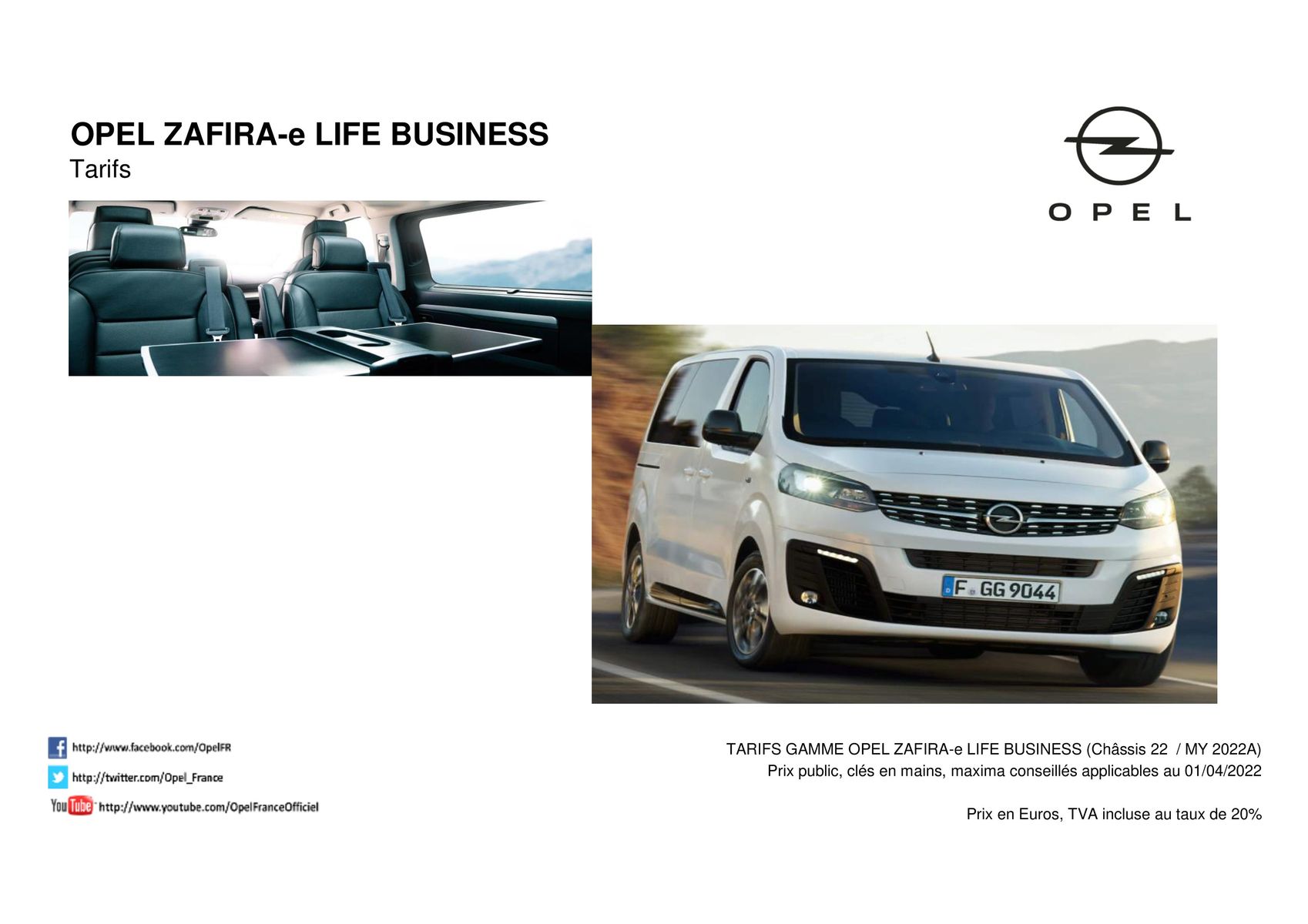 Catalogue Opel Zafira-e Life, page 00001