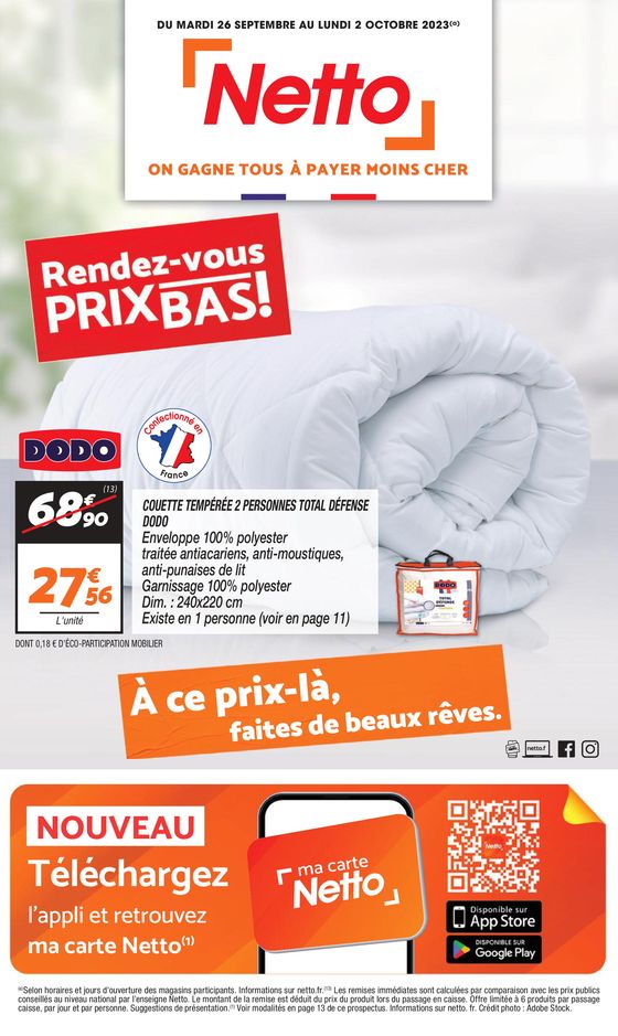 Catalogue Netto à Marseille | SEMAINE PROCHAINE : RENDEZ-VOUS PRIX BAS ! | 18/09/2023 - 02/10/2023