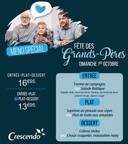 Promos de Restaurants à Bordeaux | Crescendo Je découvre le menu sur Crescendo | 20/09/2023 - 01/10/2023