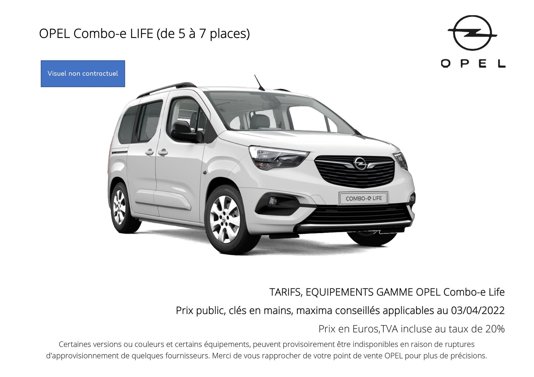 Catalogue Opel Combo-e Life, page 00001