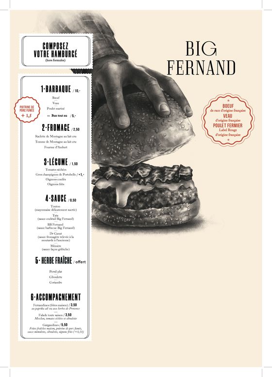 Catalogue Big Fernand à Lyon | Menu Big Fernand | 28/09/2023 - 31/03/2024