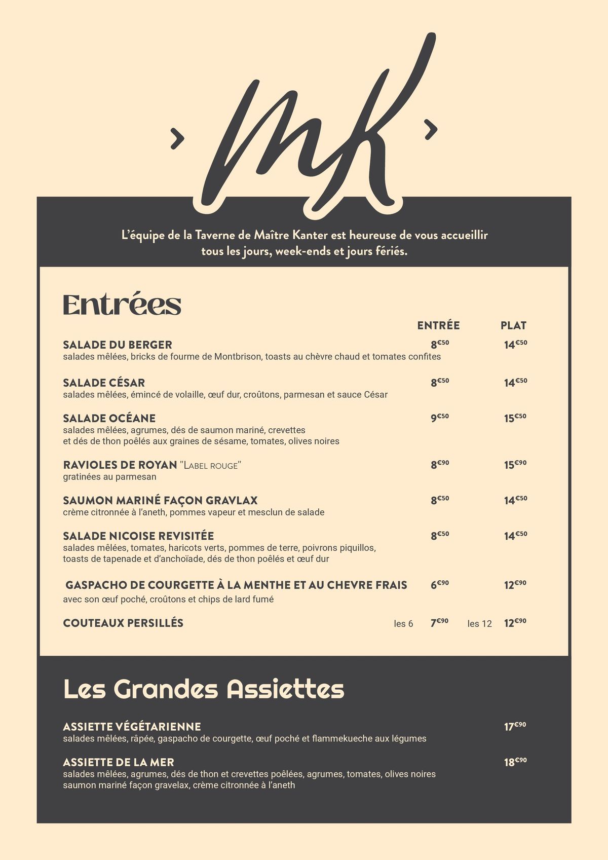 Catalogue Menu La Taverne de Maître Kanter, page 00002