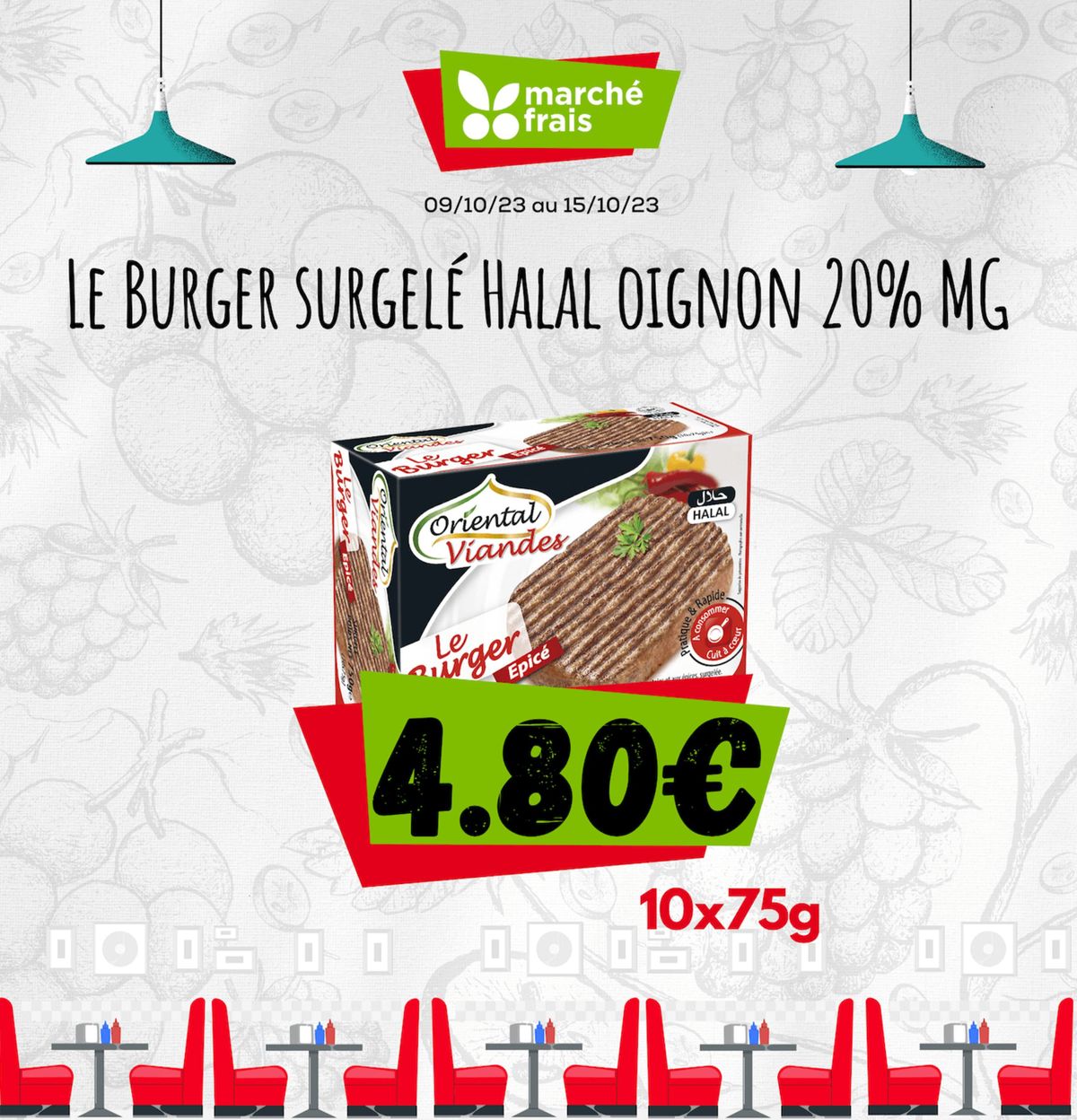 Catalogue Le burger surgelé halal oignon 20% mg, page 00001