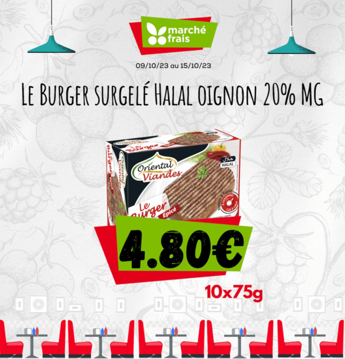 Catalogue Le burger surgelé halal oignon 20% mg, page 00002