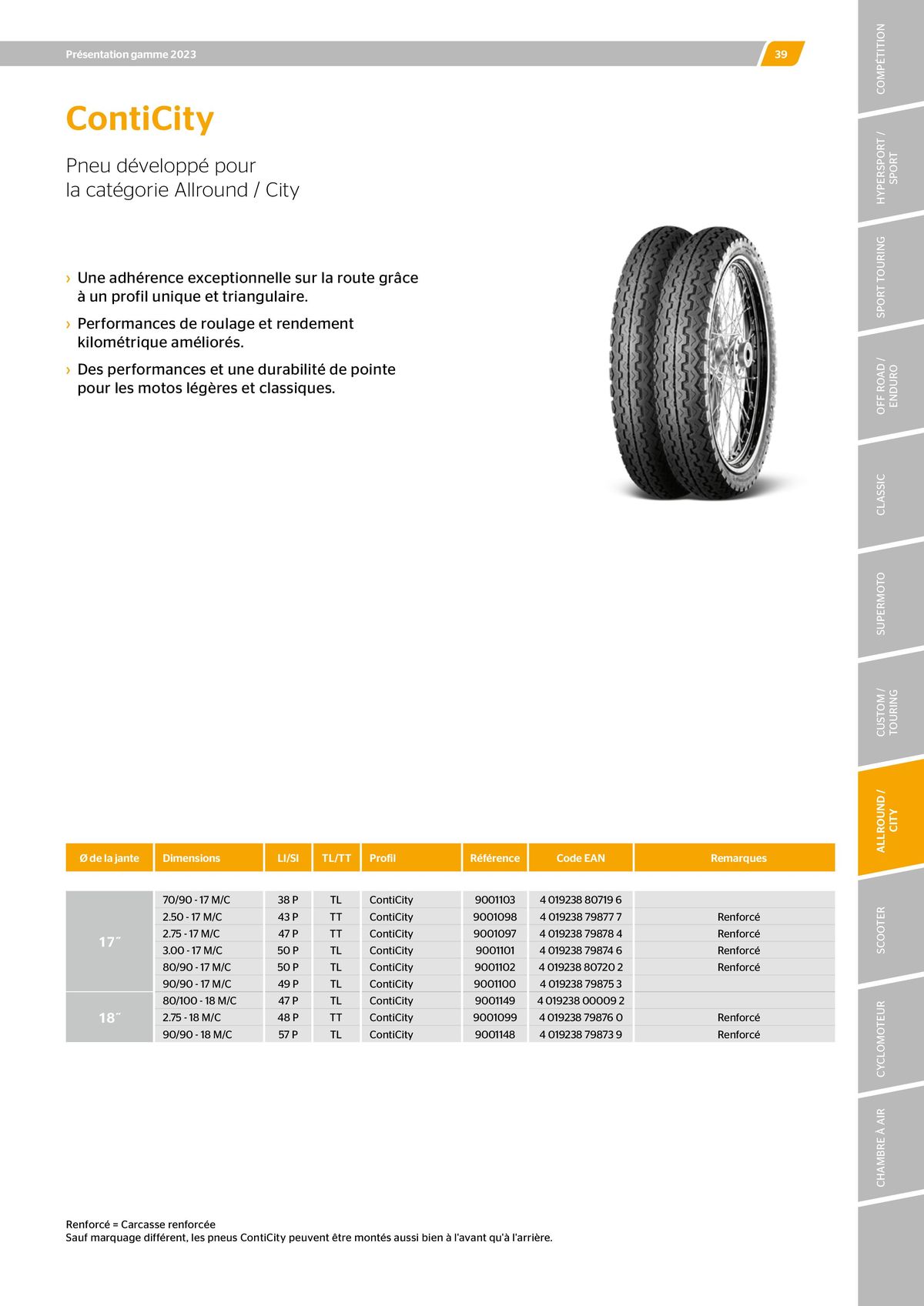 Catalogue CONTINENTAL : Barème de facturation 2023, page 00039