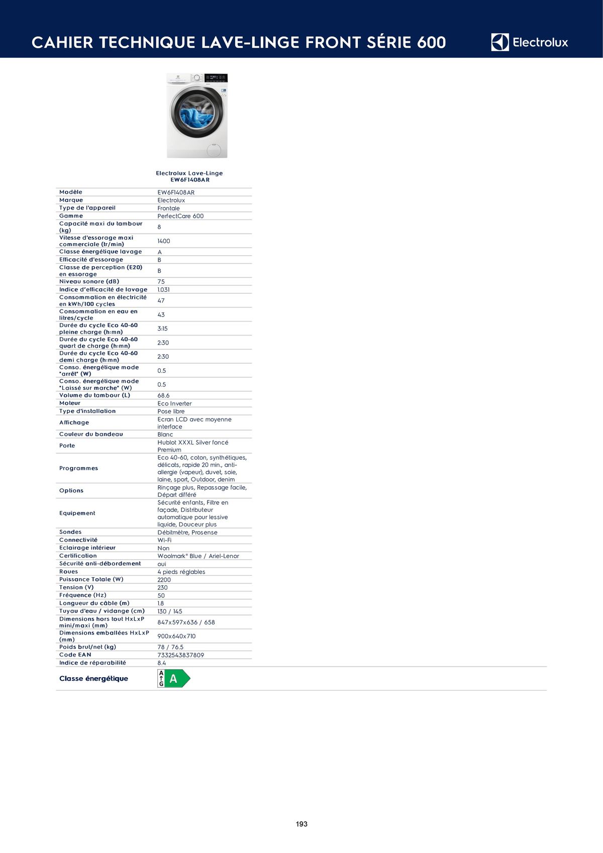 Catalogue Catalogue Electrolux Gamme Cuisinistes 2023, page 00212