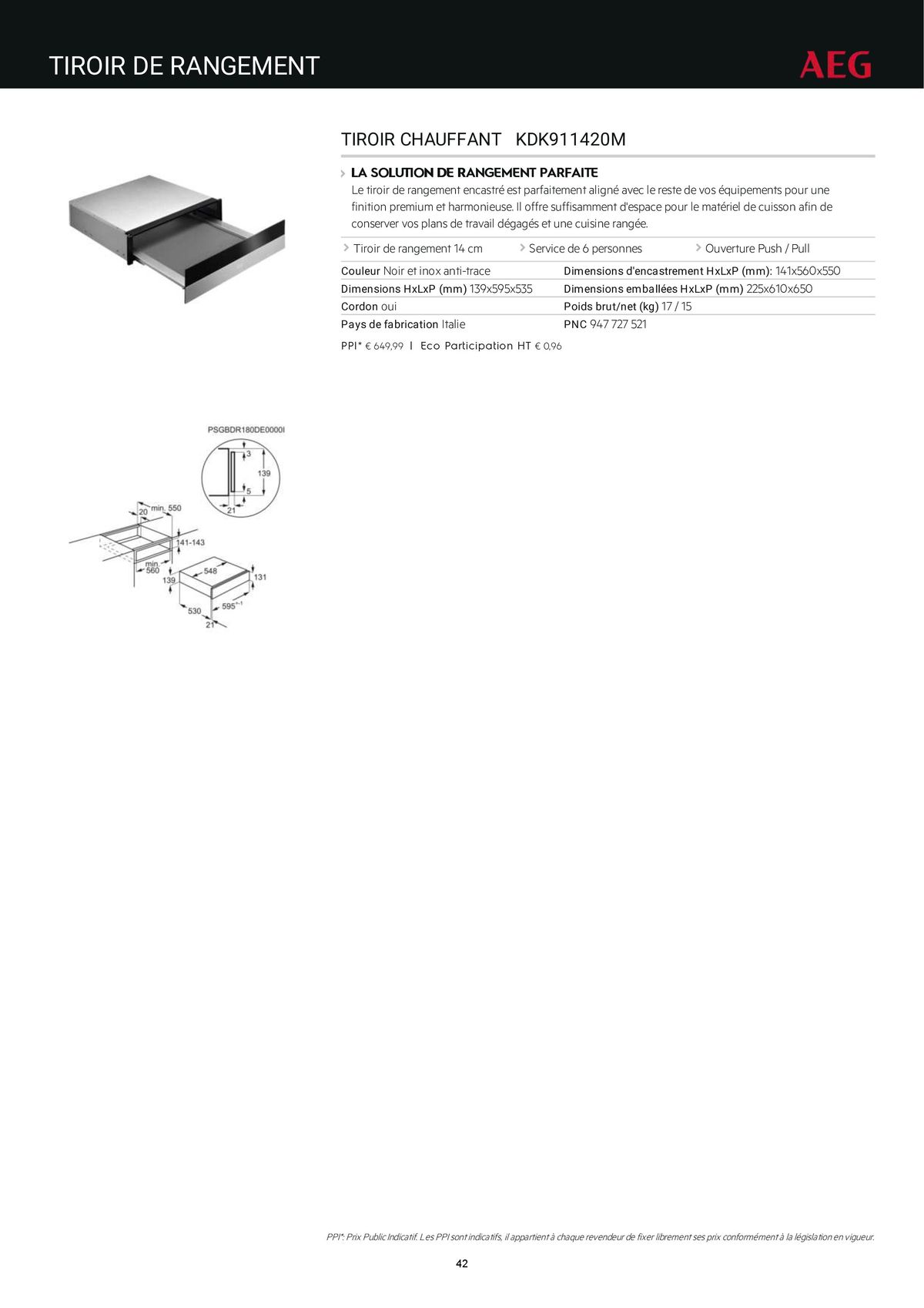 Catalogue Catalogue AEG Gamme Cuisinistes 2023, page 00053