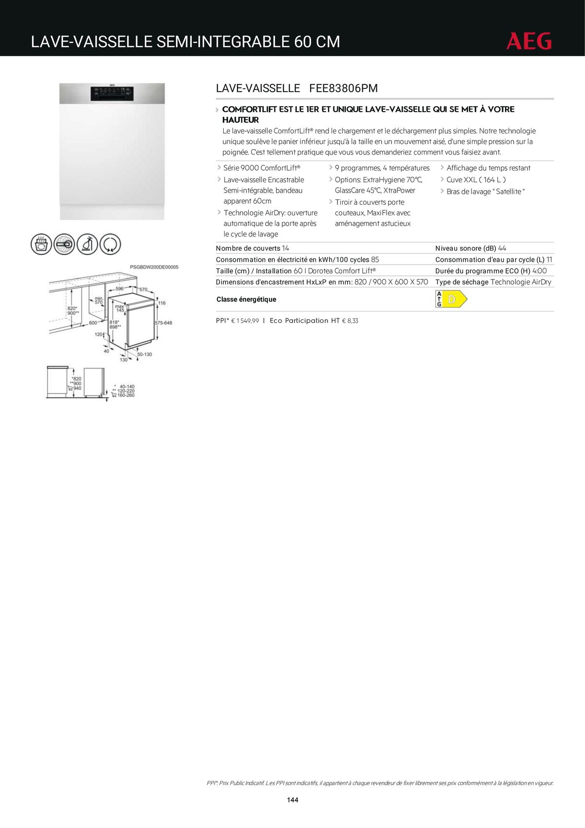 Catalogue Catalogue AEG Gamme Cuisinistes 2023, page 00161