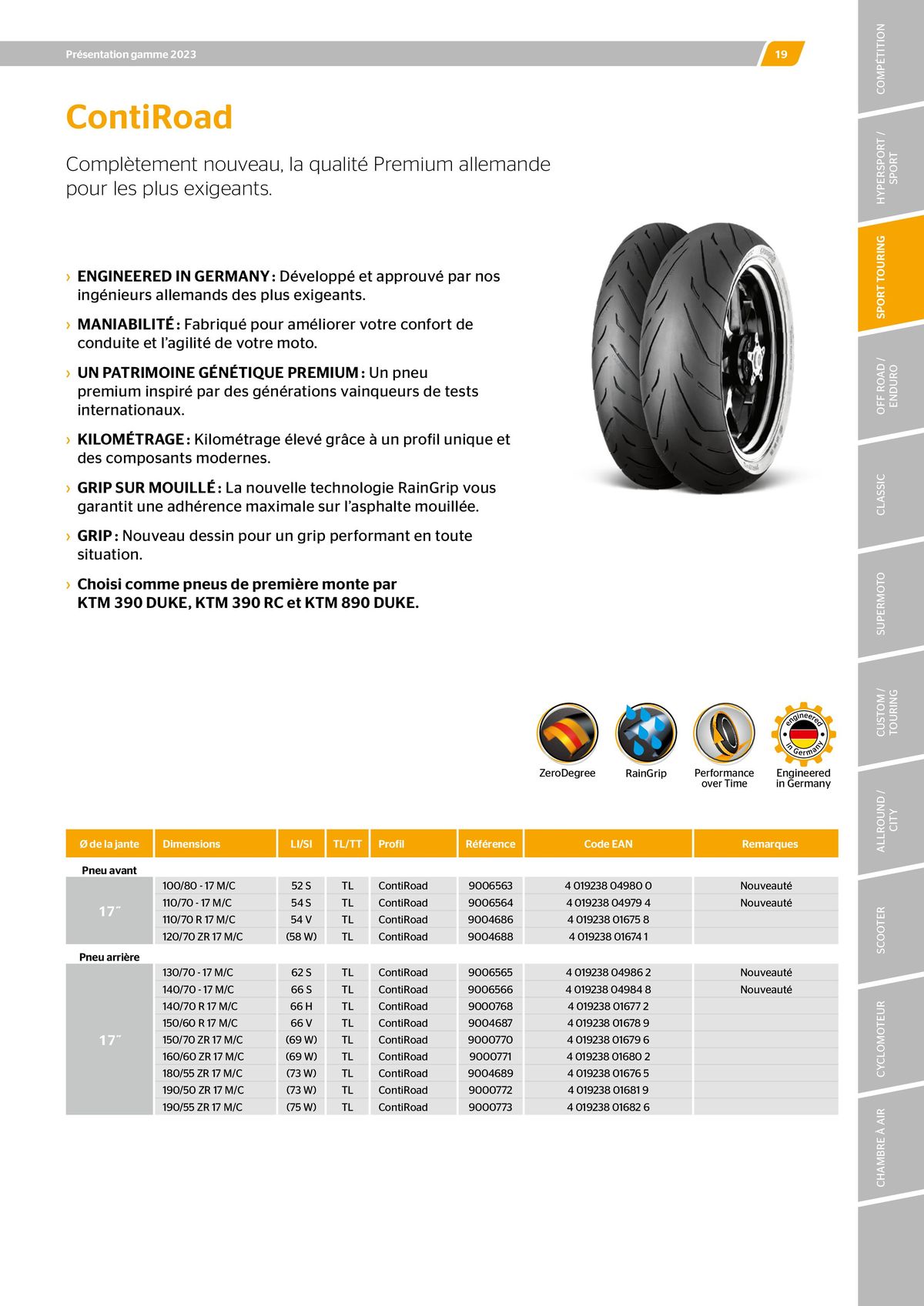 Catalogue CONTINENTAL : Barème de facturation 2023, page 00019