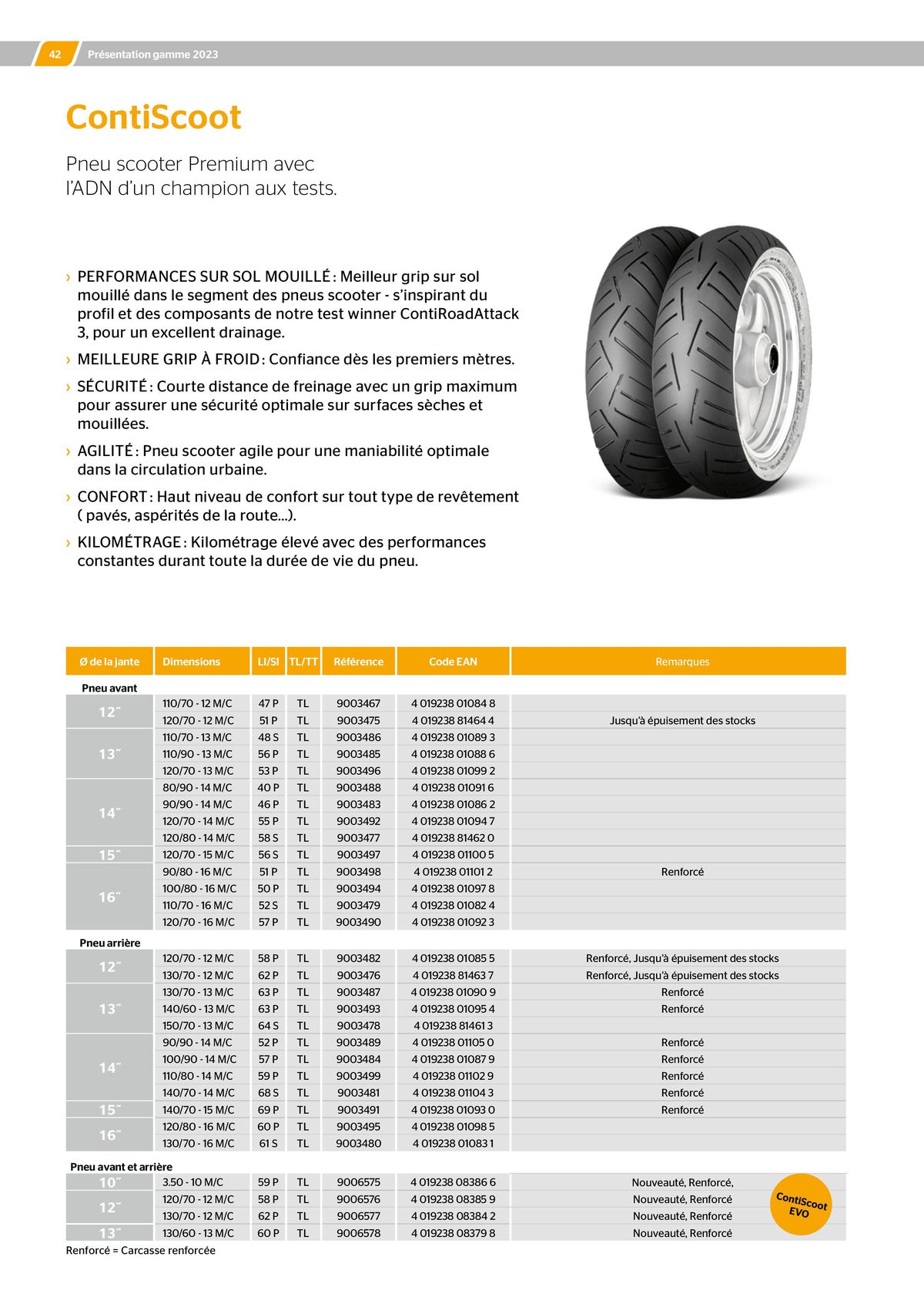 Catalogue CONTINENTAL : Barème de facturation 2023, page 00042