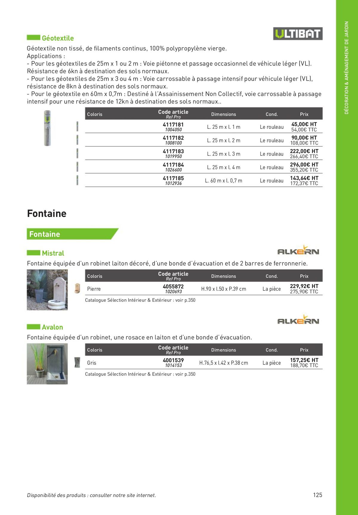 Catalogue Aménagement Extérieur pour les professionnels, page 00125