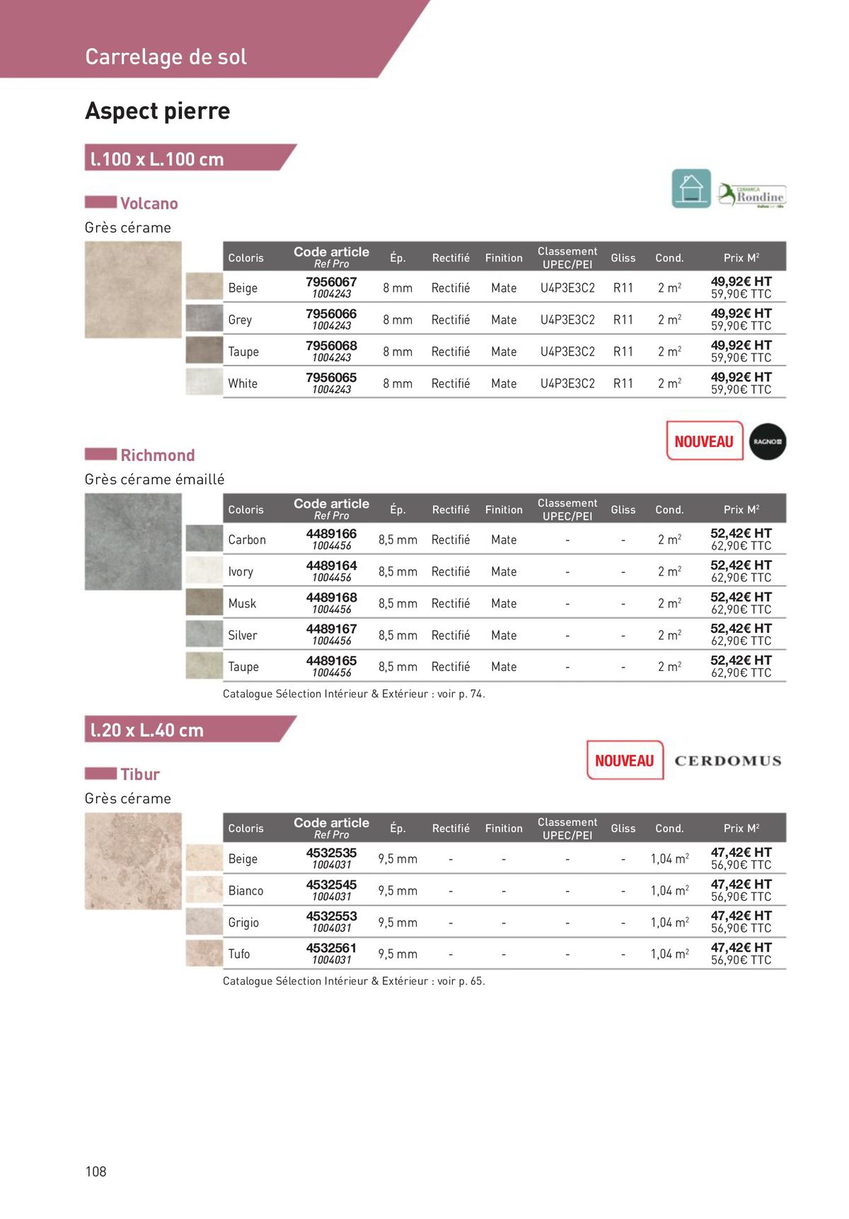 Catalogue Revêtements Habitat et Tertiaire, page 00108