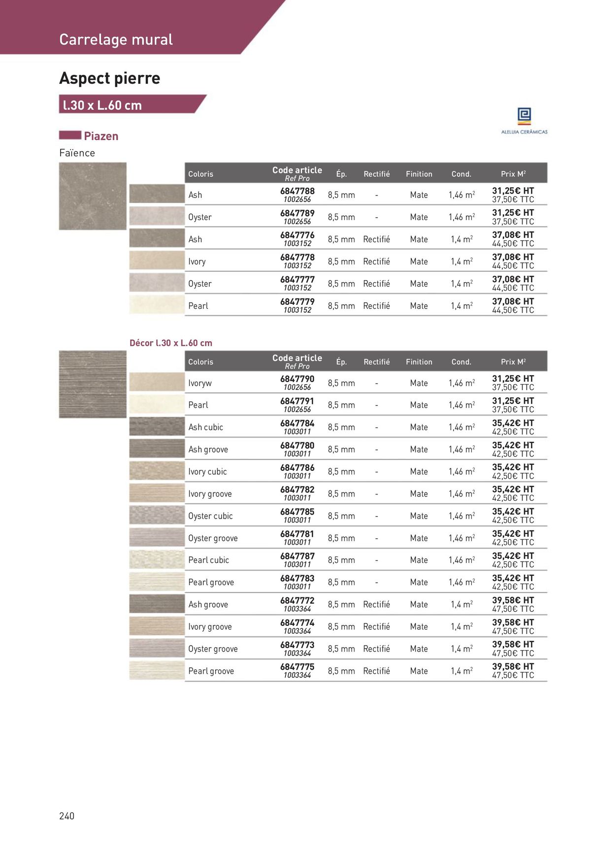 Catalogue Revêtements Habitat et Tertiaire, page 00240