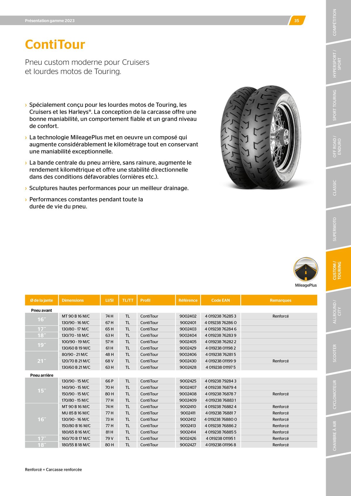 Catalogue CONTINENTAL : Barème de facturation 2023, page 00035