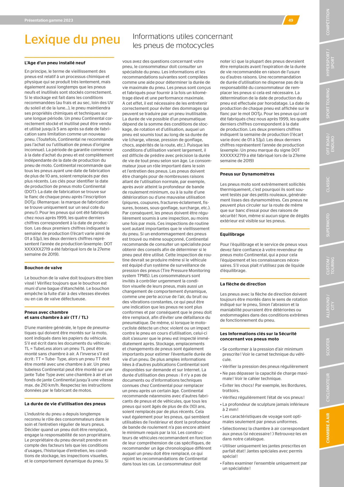 Catalogue CONTINENTAL : Barème de facturation 2023, page 00049