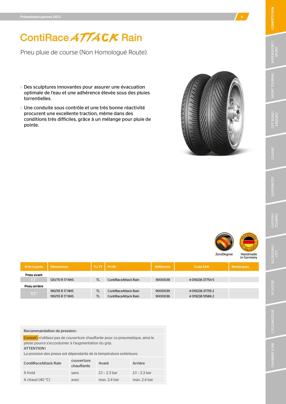 Catalogue CONTINENTAL : Barème de facturation 2023, page 00009