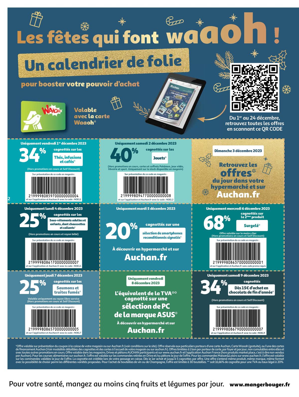 Lingettes hygiène adulte 3 en 1 - Auchan - 64 pièces