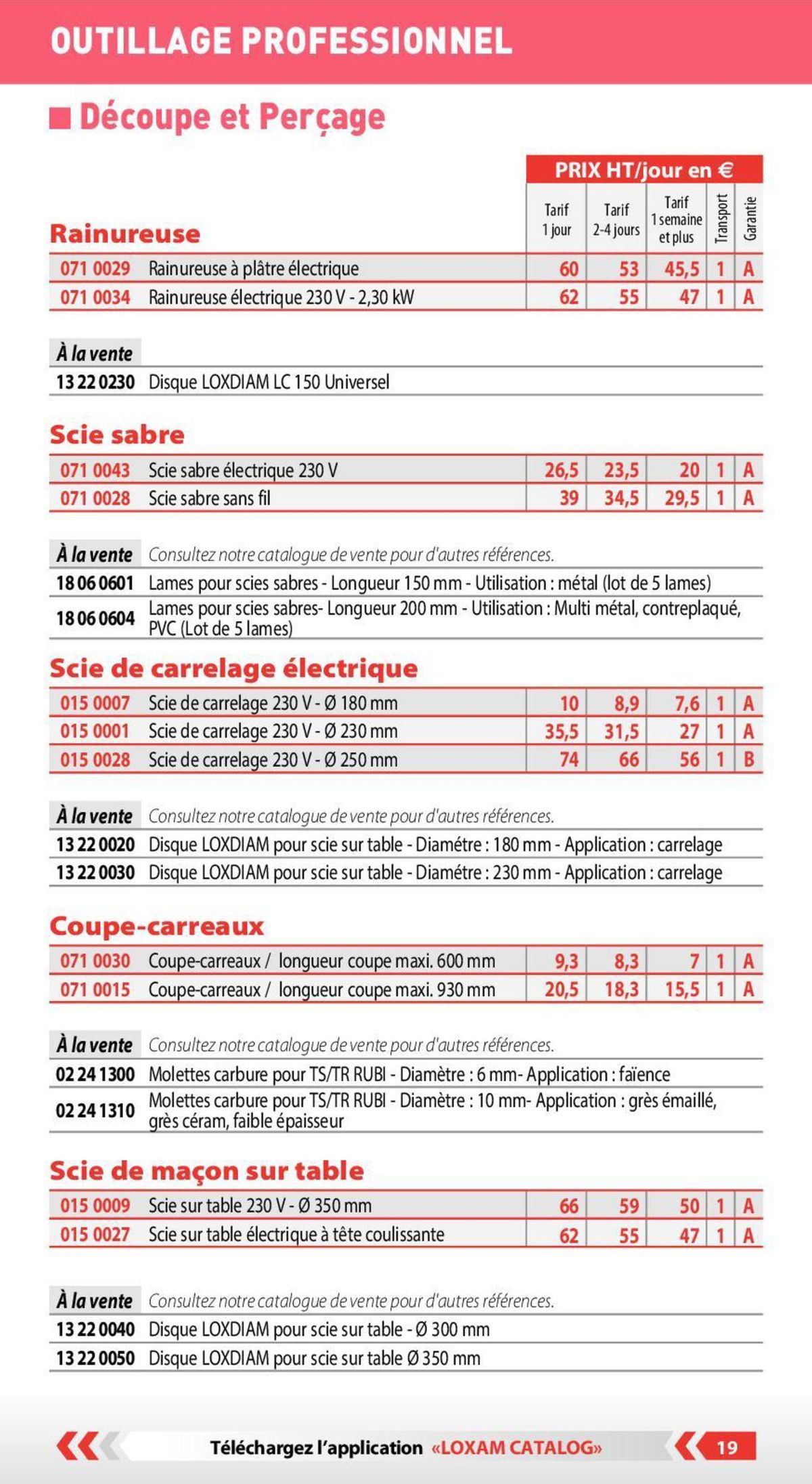 Catalogue Loxam Tarifs professionnels, page 00013