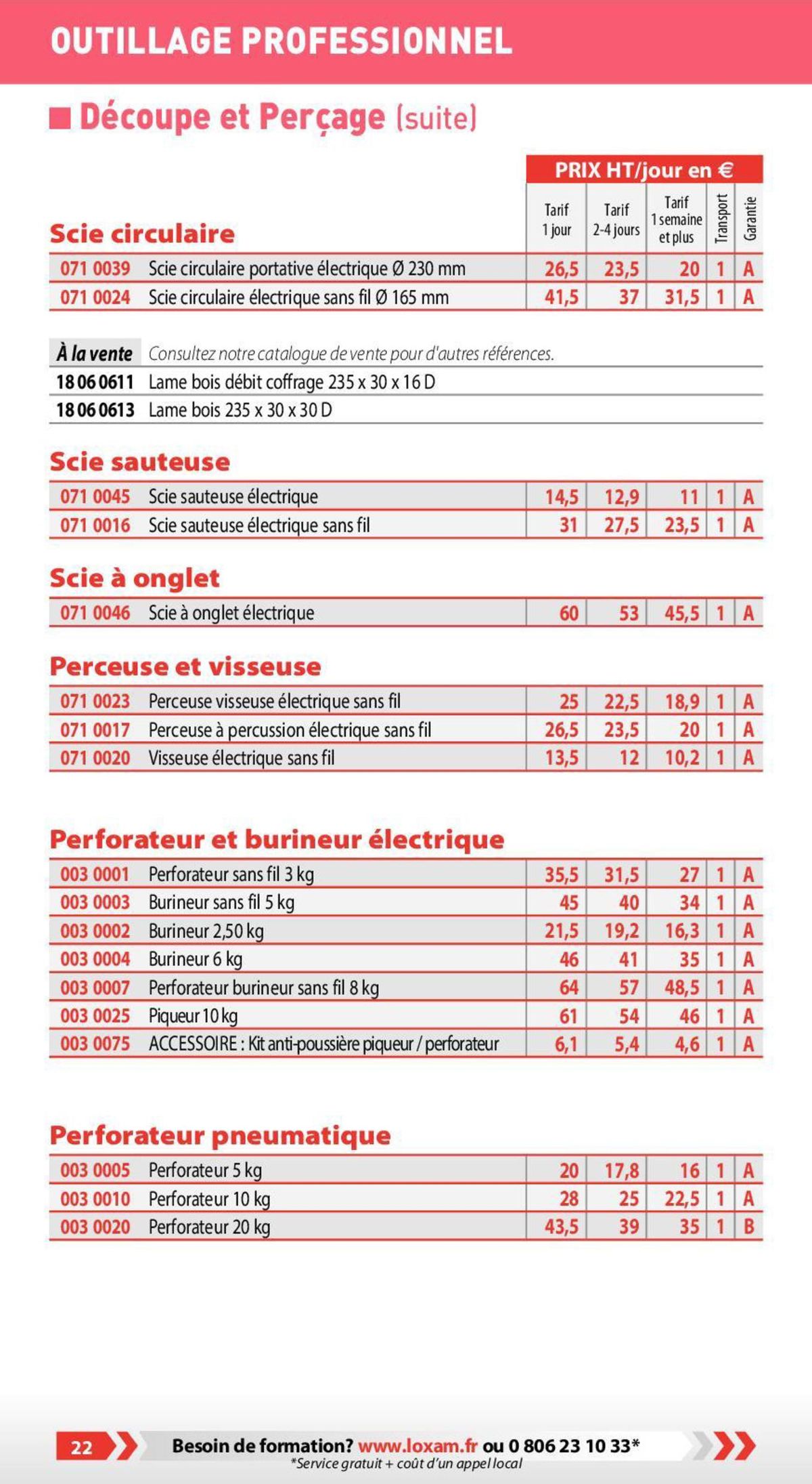 Catalogue Loxam Tarifs professionnels, page 00016