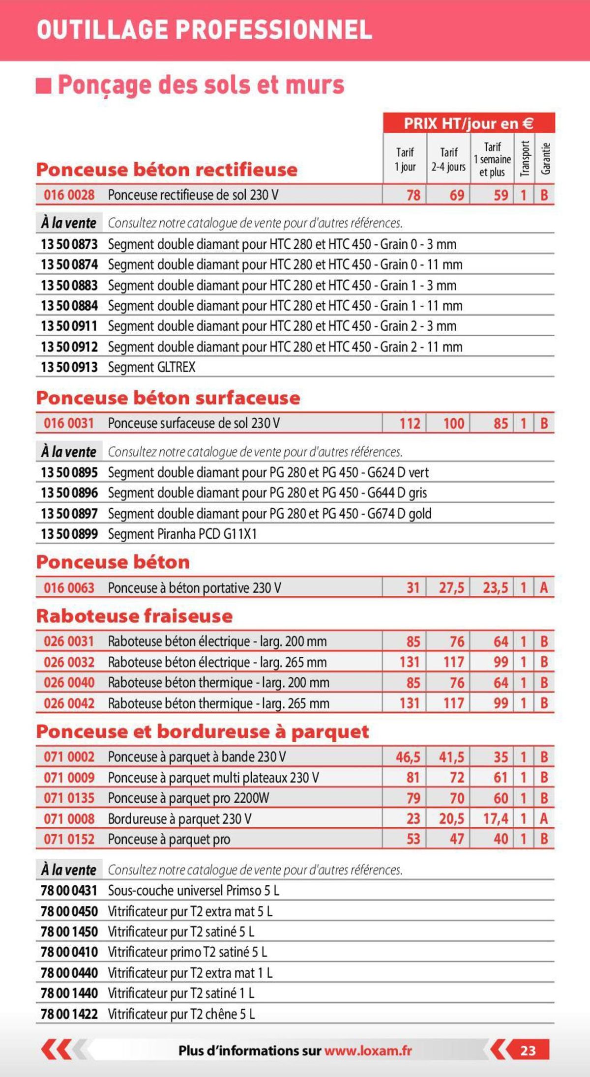 Catalogue Loxam Tarifs professionnels, page 00017