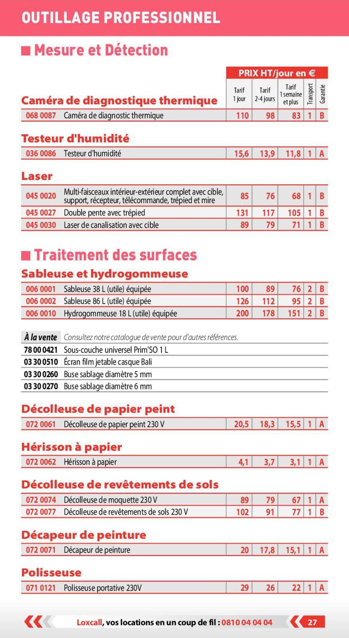 Catalogue Loxam Tarifs professionnels, page 00021