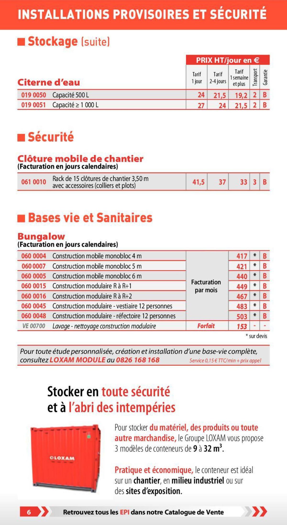 Catalogue Loxam Tarifs professionnels, page 00054