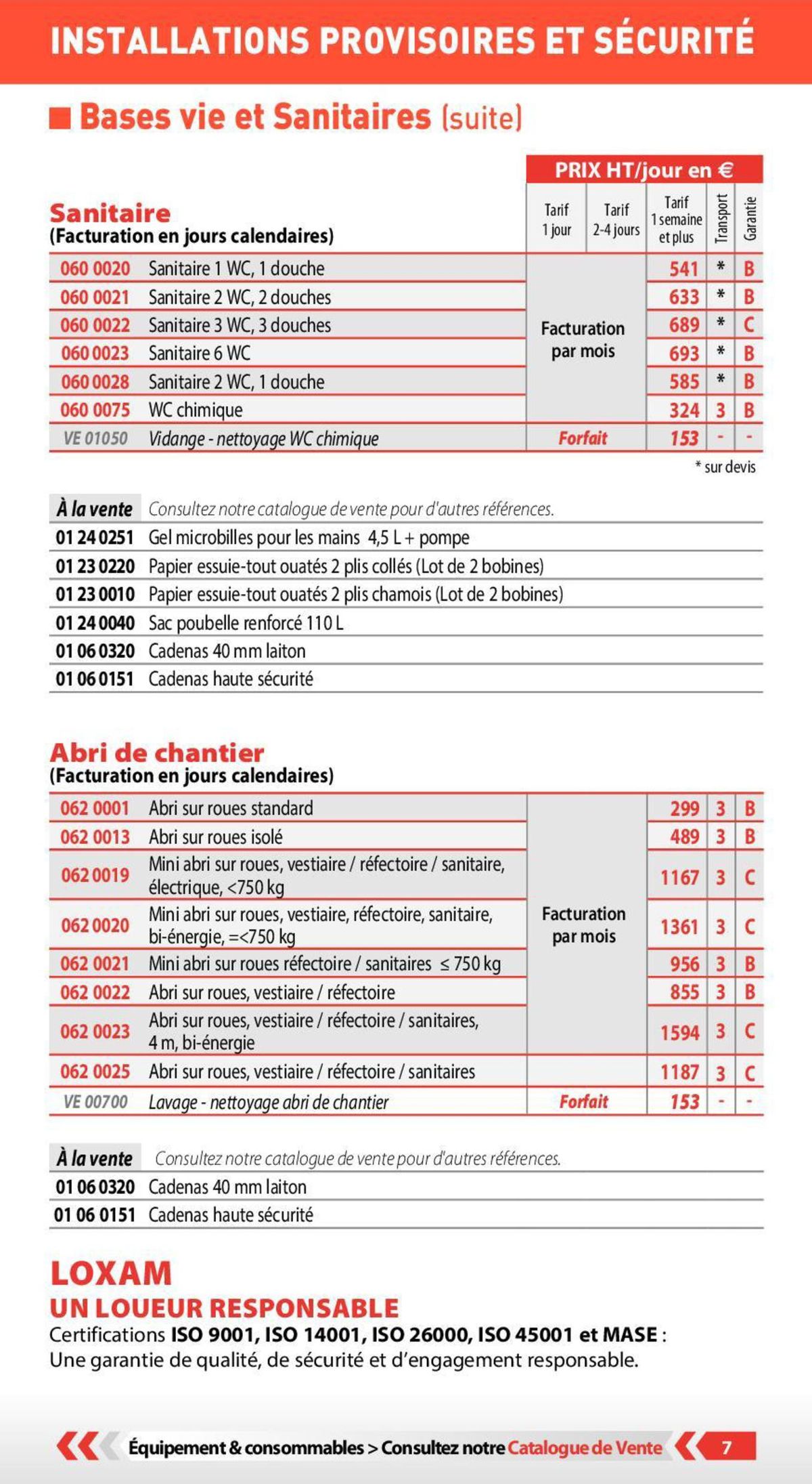 Catalogue Loxam Tarifs professionnels, page 00055