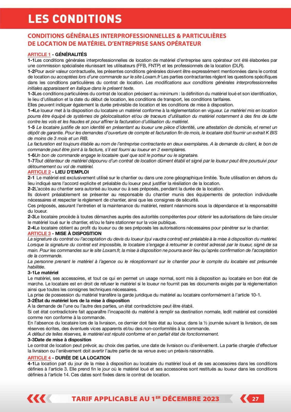 Catalogue Loxam Tarifs particuliers, page 00021