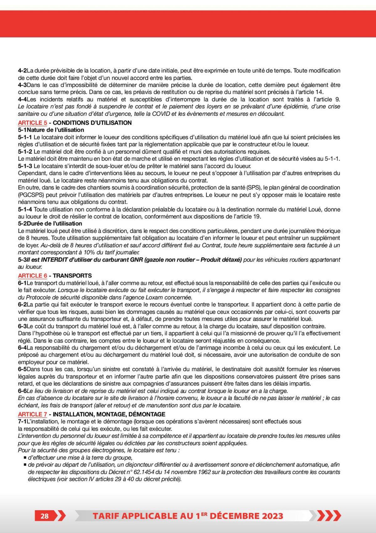 Catalogue Loxam Tarifs particuliers, page 00022