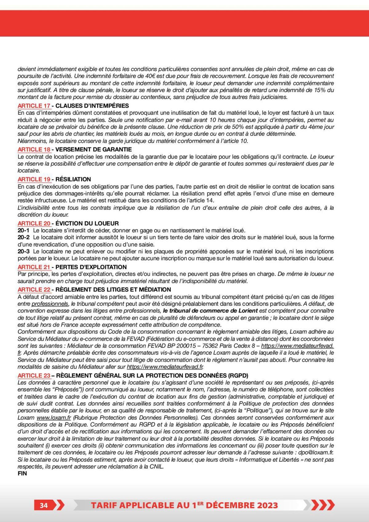 Catalogue Loxam Tarifs particuliers, page 00029