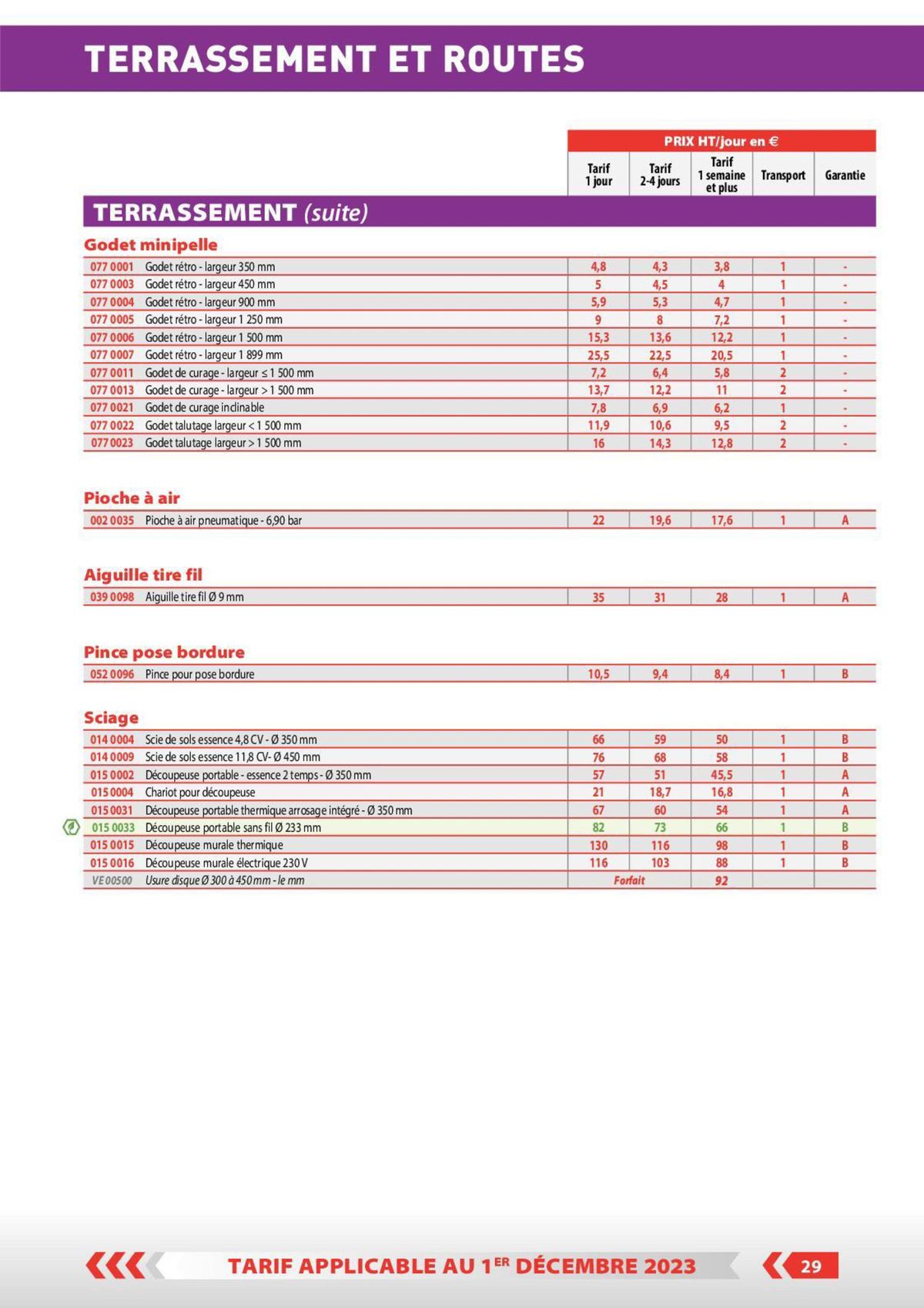 Catalogue Tarifs professionnels, page 00024