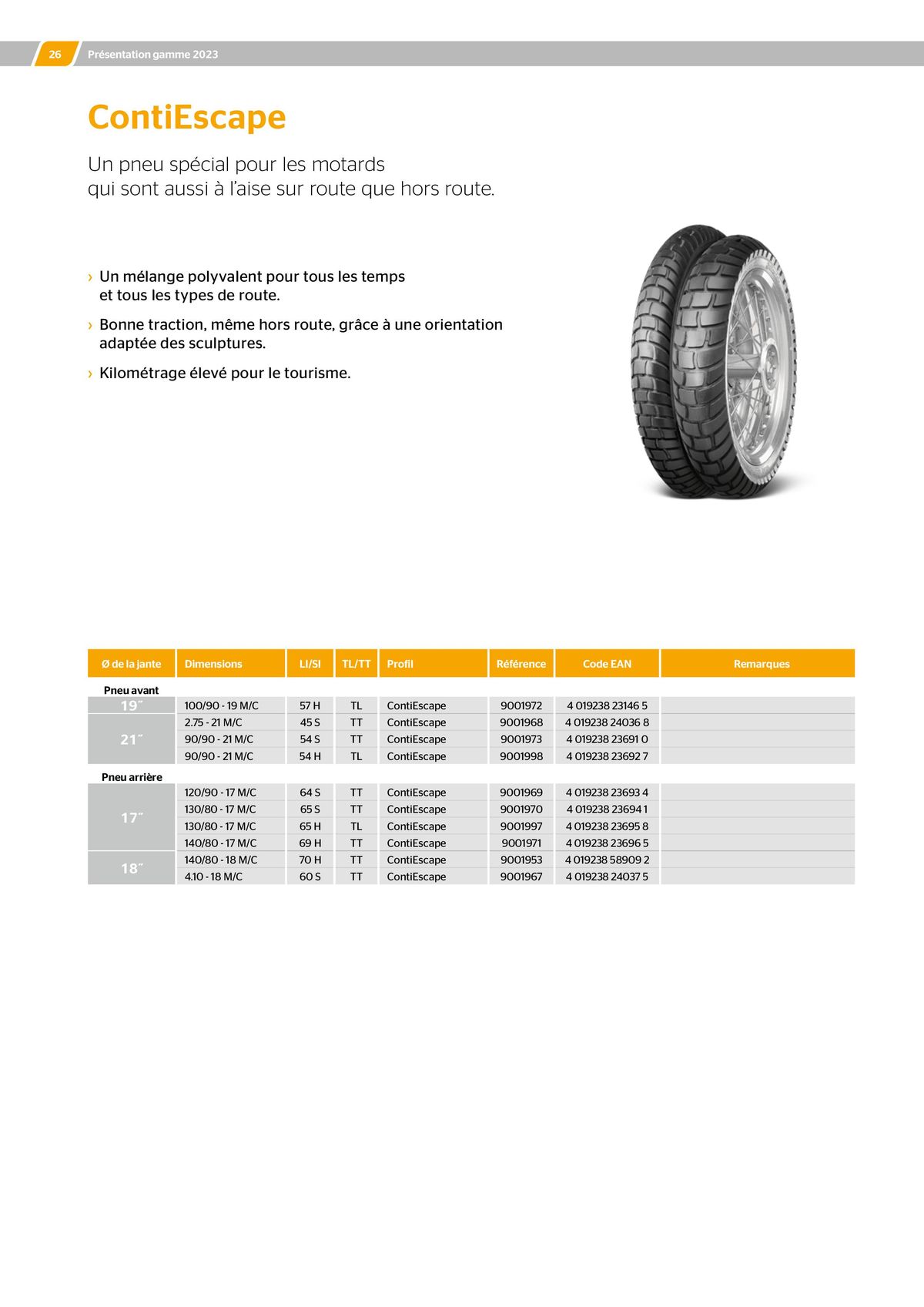 Catalogue CONTINENTAL : Barème de facturation 2023, page 00026