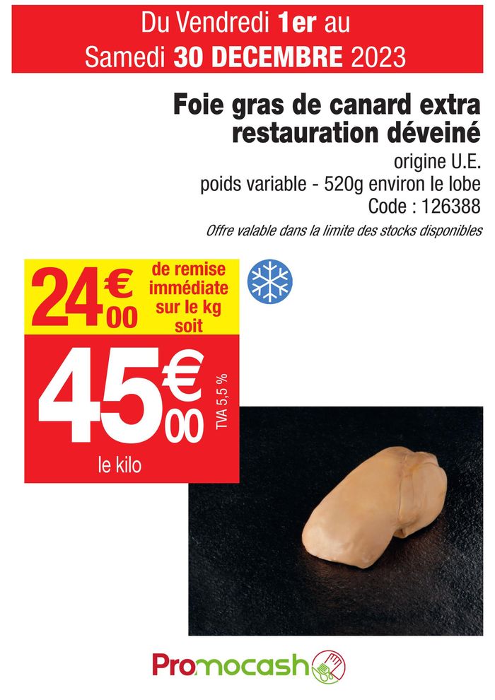 Promo Foie gras de canard cru extra déveiné chez Lidl