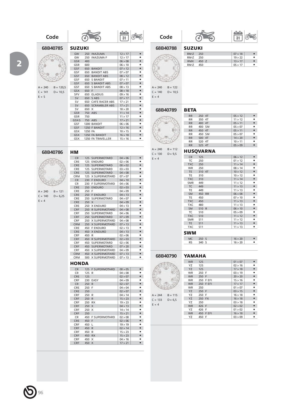 Catalogue BREMBO 2024 - Disques de frein, page 00098