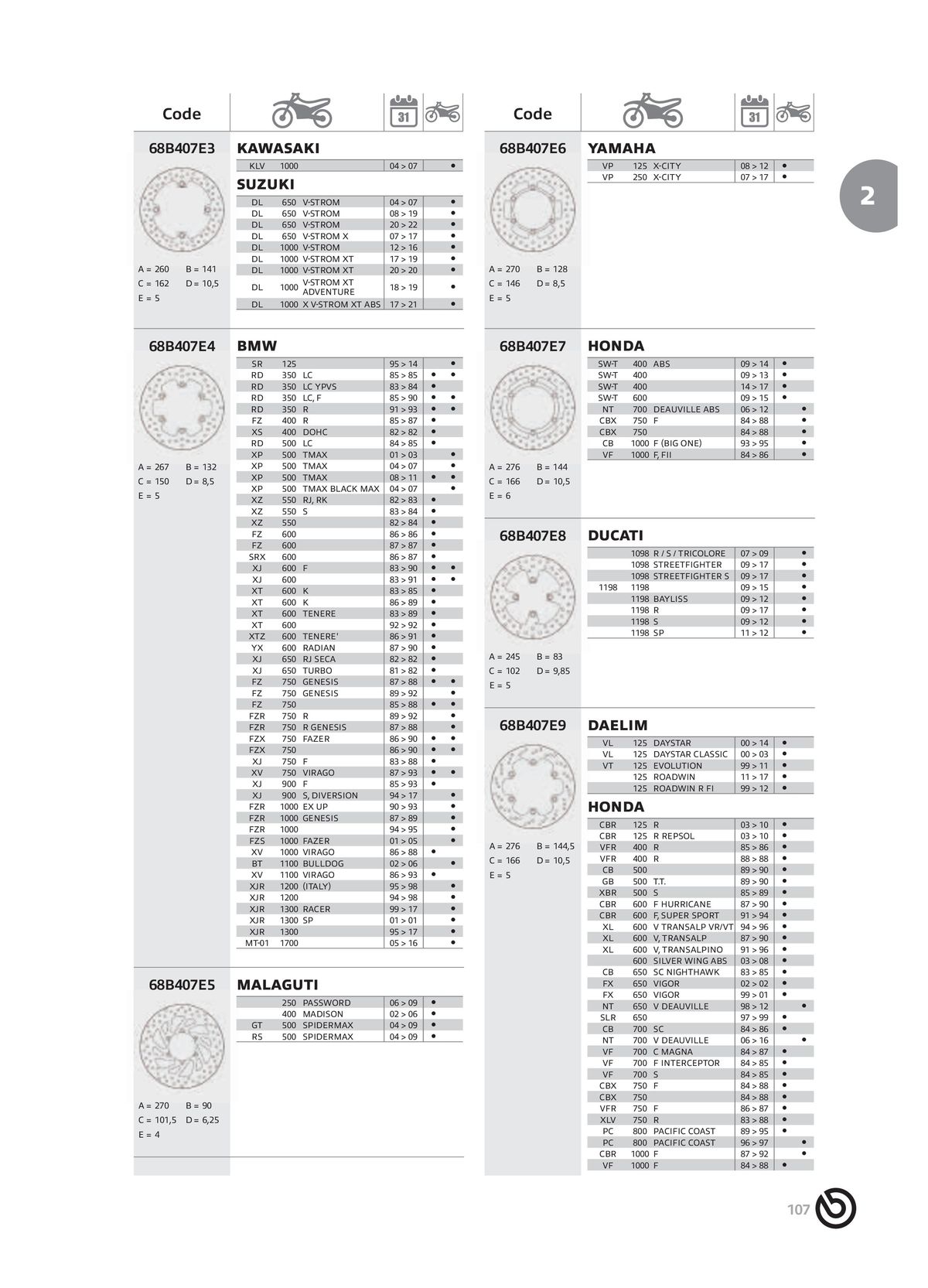 Catalogue BREMBO 2024 - Disques de frein, page 00109