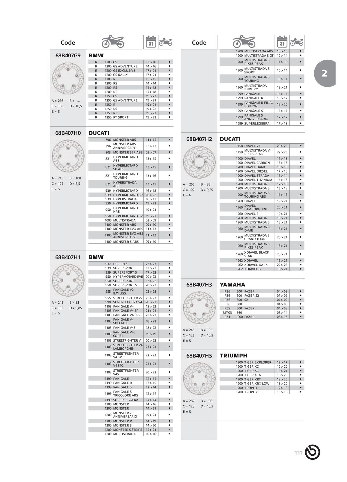 Catalogue BREMBO 2024 - Disques de frein, page 00113